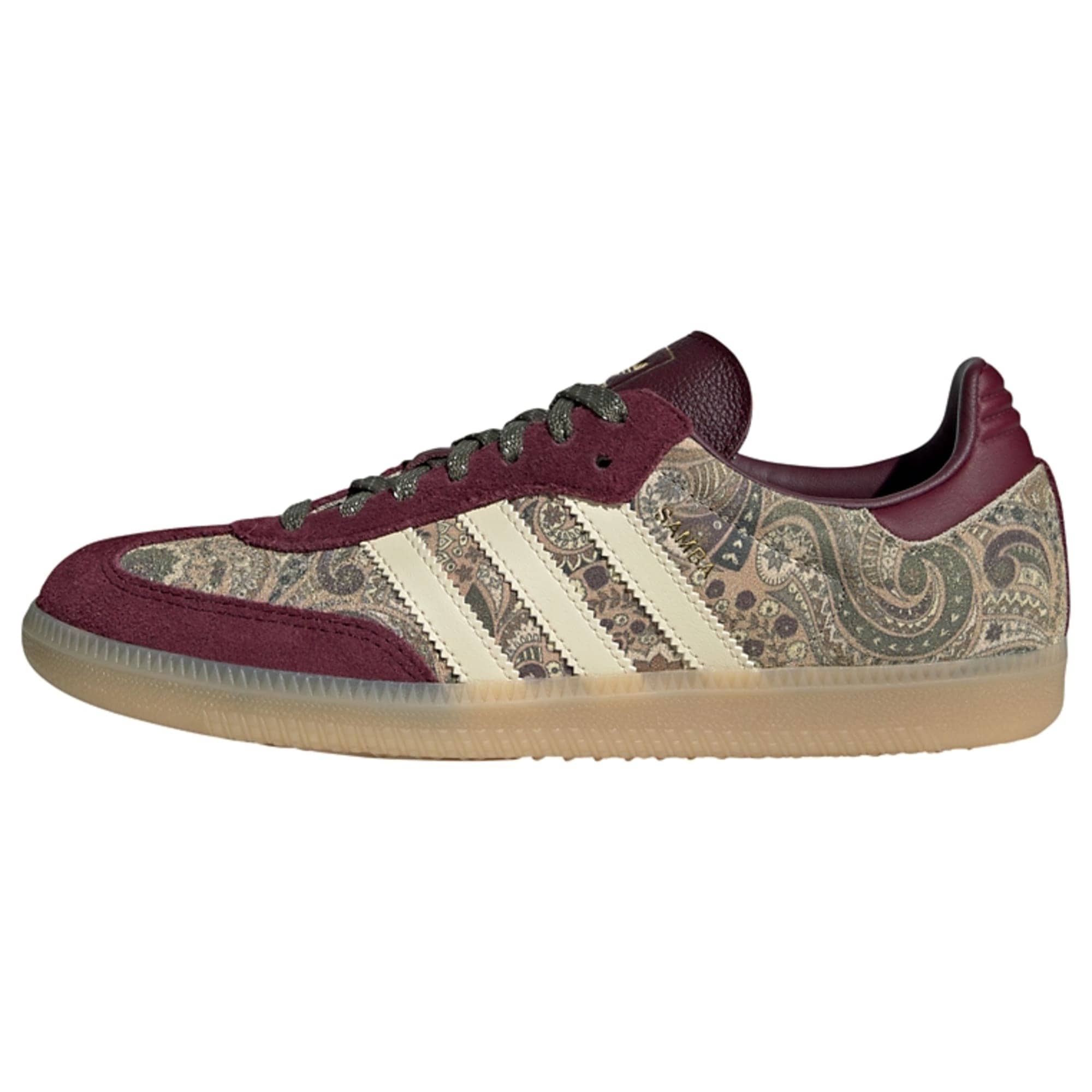 ADIDAS ORIGINALS Matalavartiset tennarit 'Samba OG X Liberty London' ecru / khaki / oliivi / burgundin punainen