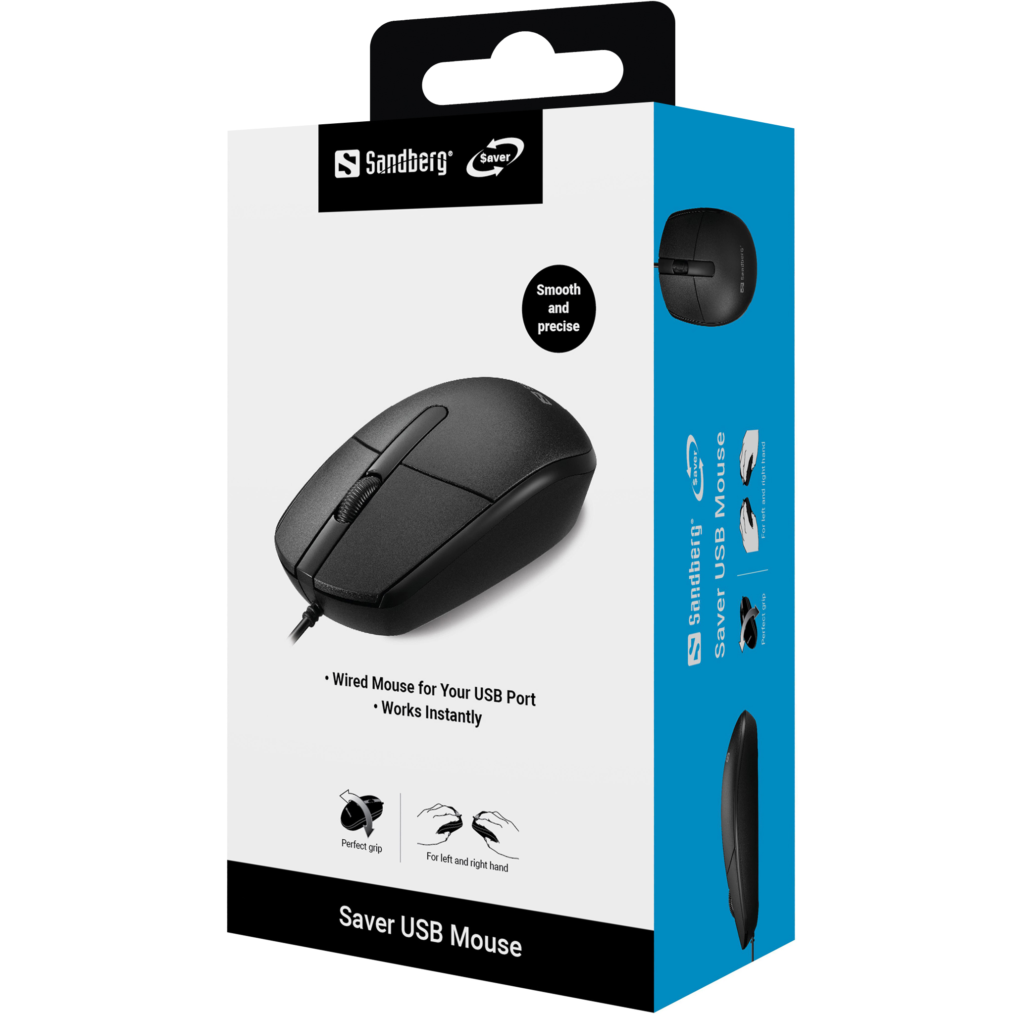 Sandberg USB Mouse - Hiiri - Optinen - 3 painiketta - Musta