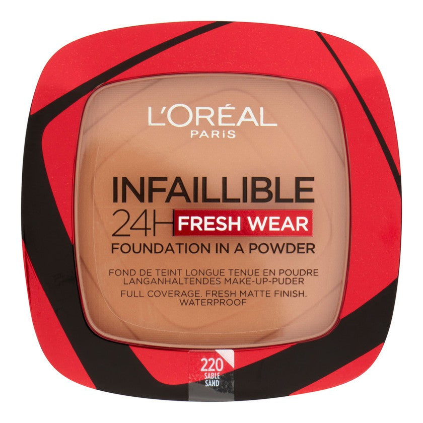 L'Oréal Erehtymätön 24H Fresh Wear - Powder Foundation 220 - Sand