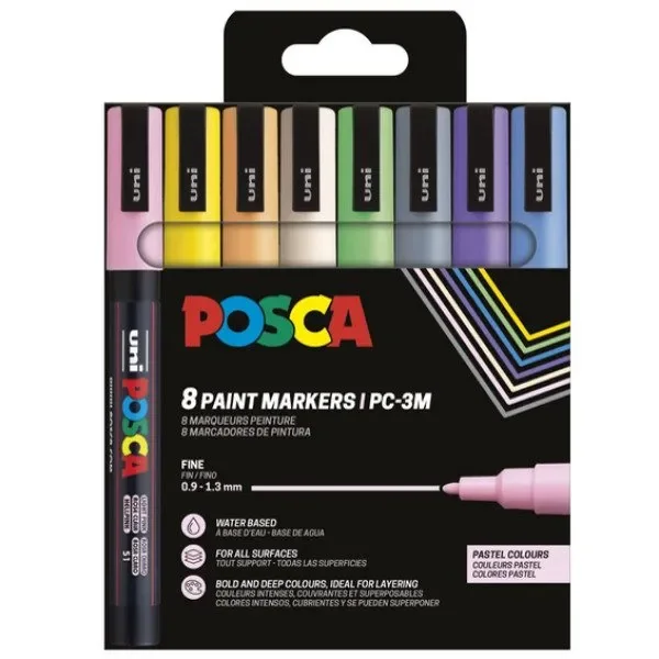 POSCA marker sæt PC-3M 8 ass. Pastel farver