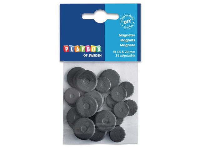 Magneetteja eri kokoja 24-pakkauksessa Playbox