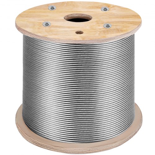 VEVOR Stainless Steel Cable 3/16"x 1000ft, T316 Marine Grade Deck Cable Railing, 1x19 Strands Construction Braided Aircraft Cable for Deck Rail String Lights Hanging Porch Fence DIY Baluster