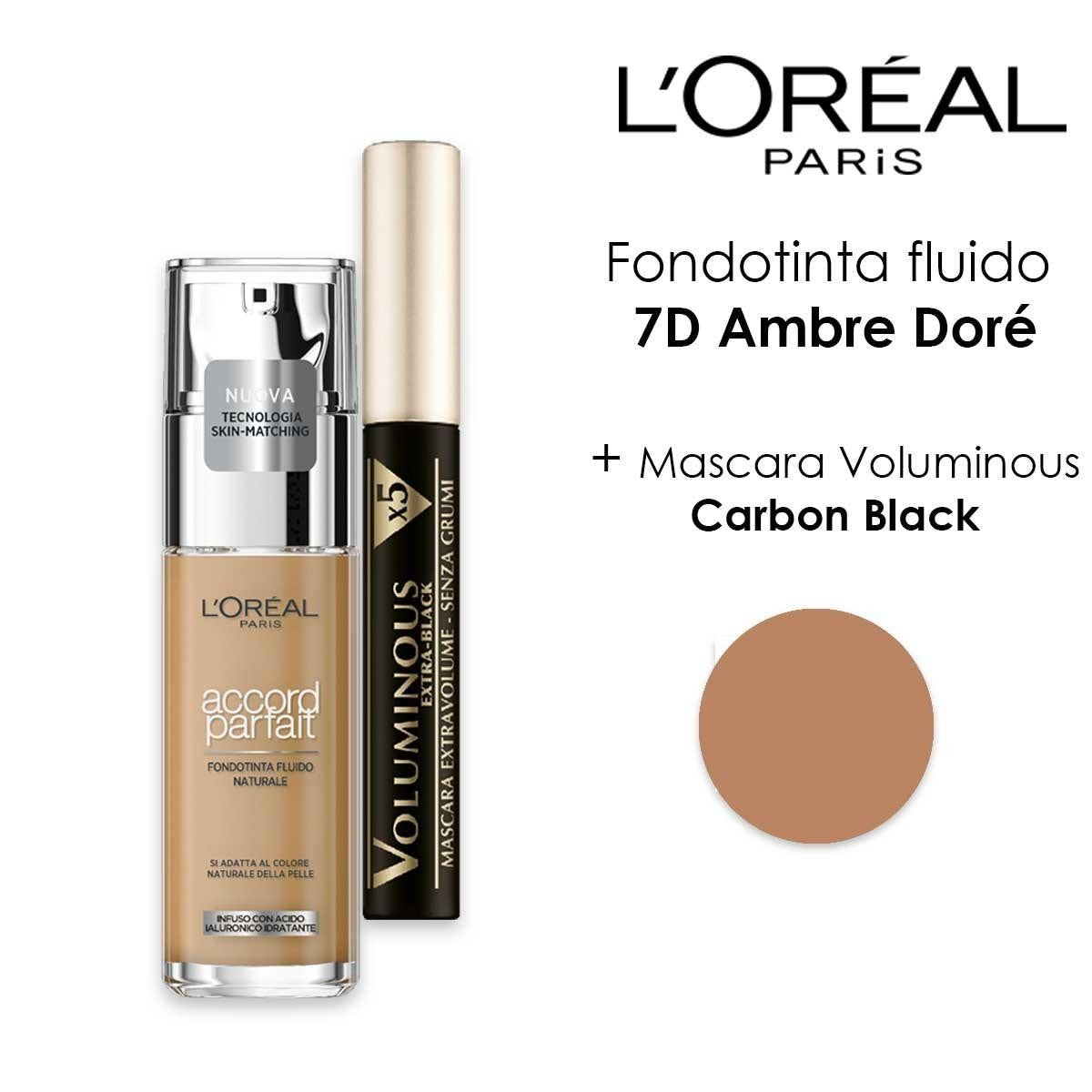 L'oreal accord parfait 7d meikkivoide + hiilimusta volyymi ripsiväri