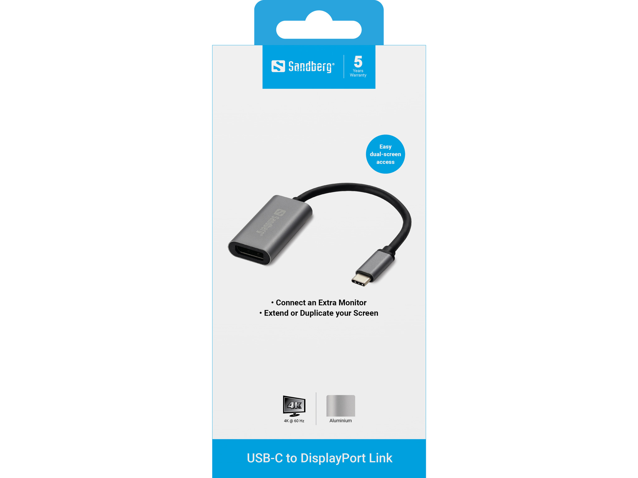 Sandberg USB-C to DisplayPort Link - Ekstern videosovitin - USB-C 3.1 - DisplayPort