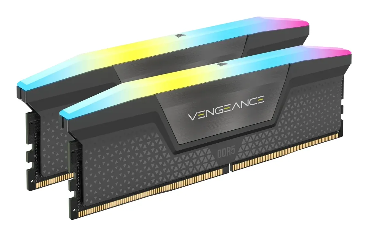 Corsair Vengeance RGB CMH16GX5M2B5200Z40, 16 GB, 2 x 8 GB, DDR5, 5200 MHz, 288-pin DIMM, Harmaa