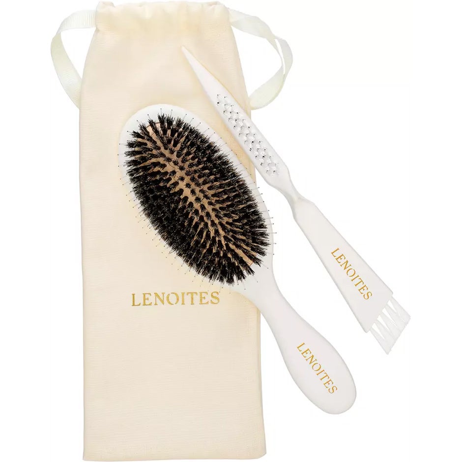 Lenoites Wild Boar Hair Brush with Cleaning Tool White - 1 pcs