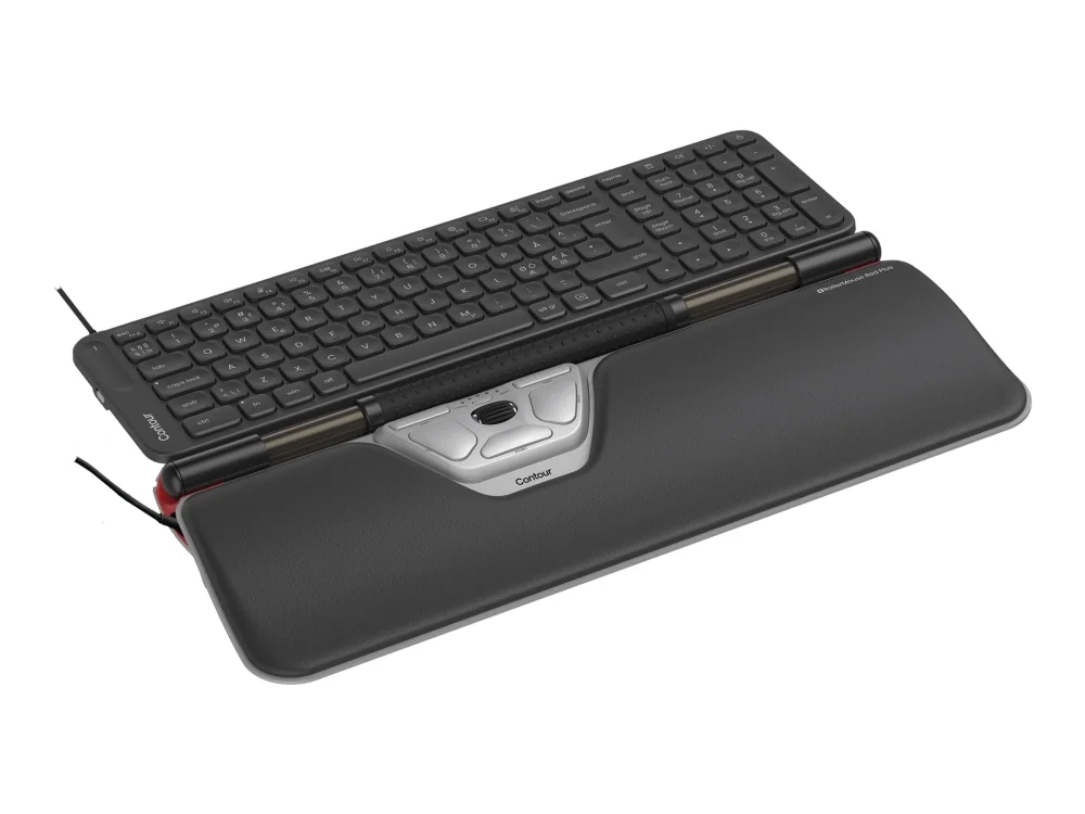 Contour Design Contour RollerMouse Red Plus & Balance Mid-Size näppäimistö- paketti, Langallinen, Pohjoismainen, Langallinen, USB, Näppäimen saksikytkin, QWERTY, musta, Sisältää hiiren