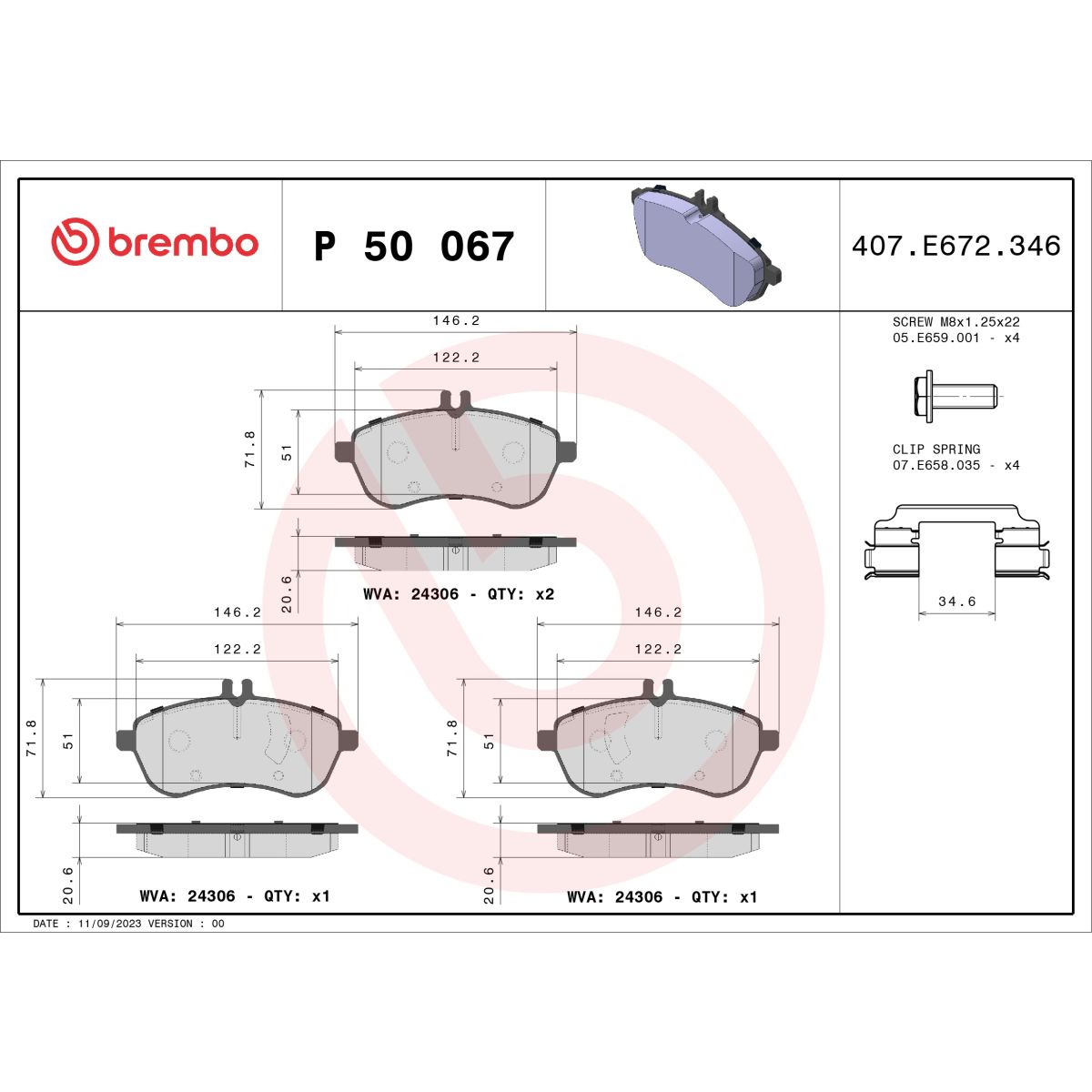 Jarrupalat, levyjarru BREMBO P 50 067
