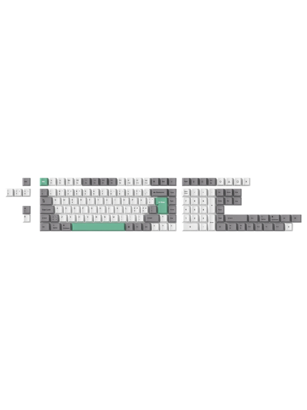Keychron PBT Full Keycap Set Gray White Mint - Näppäimistöhatut - Pohjoismainen - Valkoinen