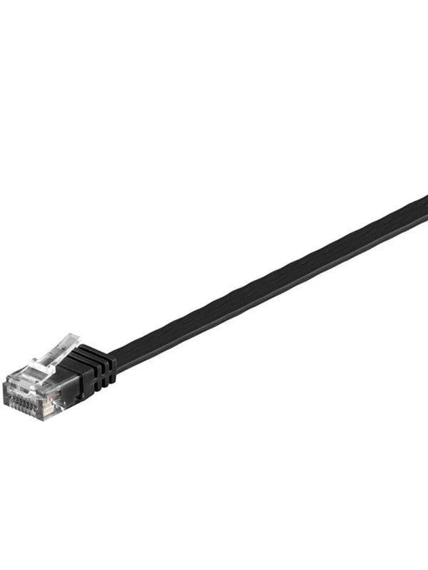 Goobay CAT 6 platt patchkabel, U/UTP, svart kopparledare (CU)