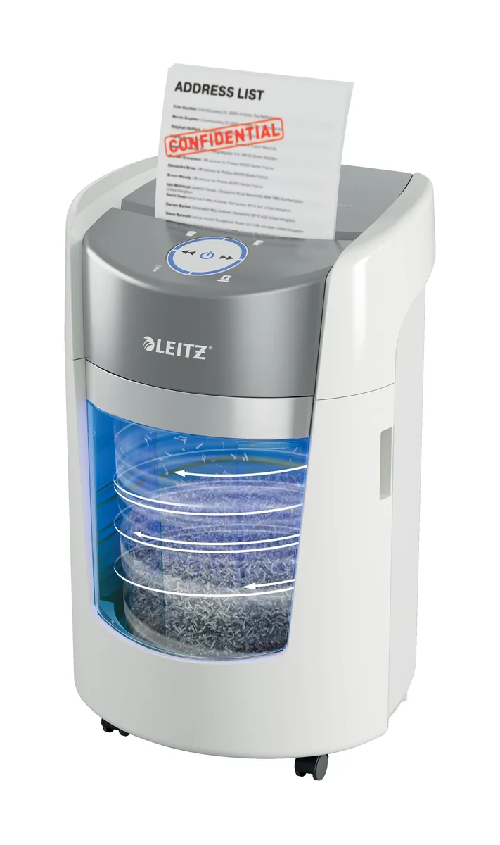 Leitz IQ OptiMax Small Office 350 paperisilppuri, P5, Mikroleikkaava, 22,3 cm, 2 x 15 mm, 22 L, 350 arkkia, 58 dB