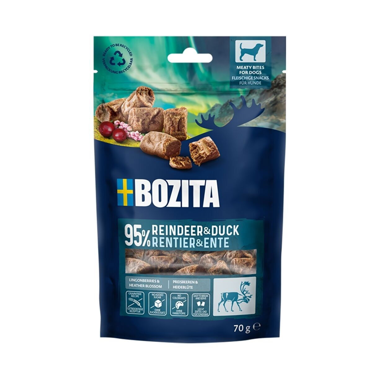 Bozita Meaty Bites Poro & Ankka 70 g herkku koiralle