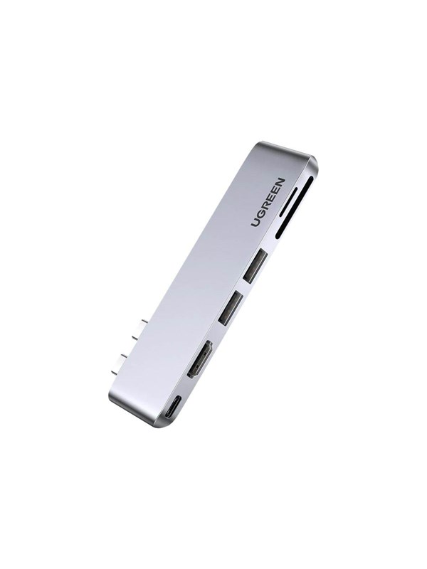 Ugreen 6-in-2 USB C Hub - telakointiasema - USB-C 3.1 Gen 2 / Thunderbolt 3 - HDMI - Apple MacBook Air (Early 2020, Late 2018, Late 2020, Mid 2019) MacBook Pro (Early 2020, Late 2016, Mid 2017, Mid 2018, Mid 2019)