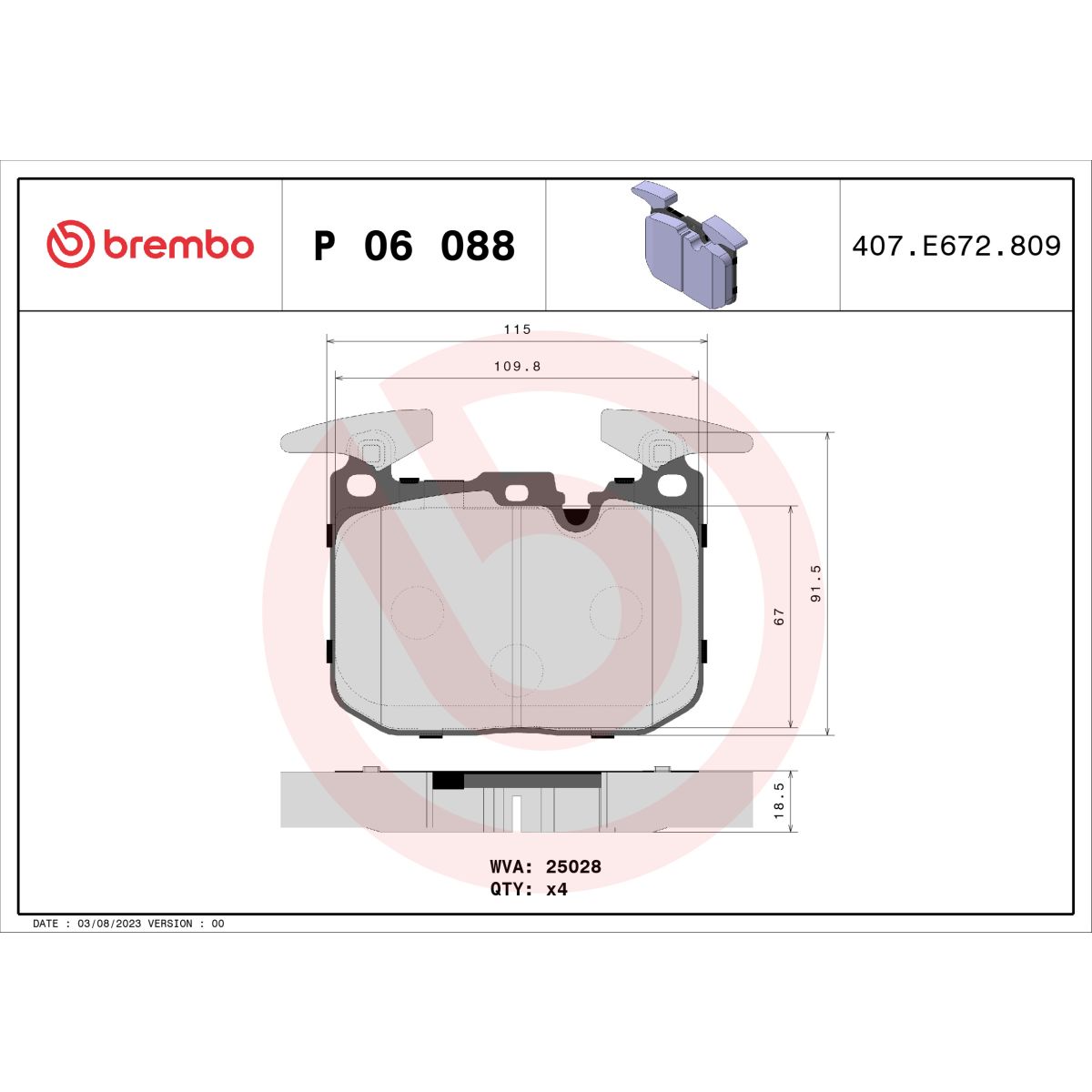 Jarrupalat, levyjarru BREMBO P 06 088X