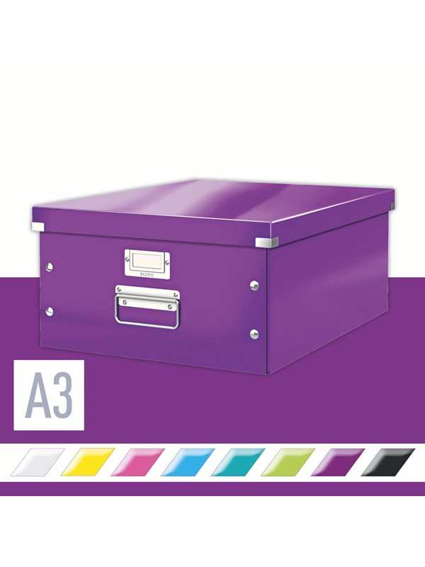 Leitz Click & Store WOW säilytyslaatikko, iso, 85 % kierrätyskartonki, Purppura, Kartonki, 1,28 kg