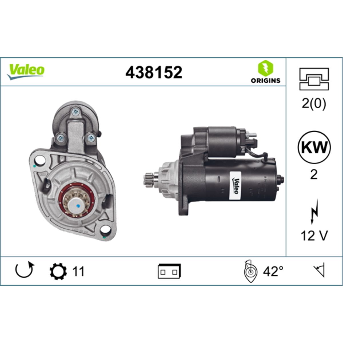 Käynnistysmoottori VALEO 438152