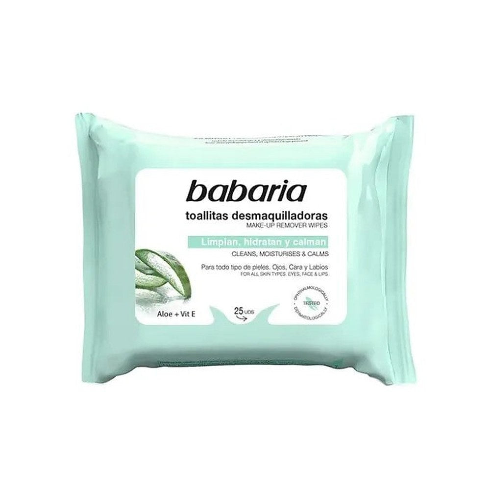 Babaria Aloe Vera -kasvojen puhdistuspyyhkeet 25 yksikköä