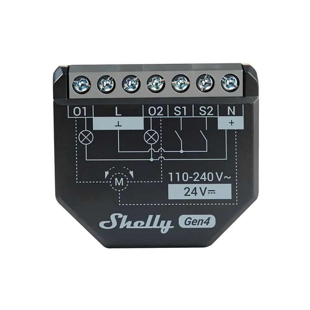 Shelly 2PM Gen4 - WiFI & Zigbee releet / kaihtimet, 2 kanavaa tehonmittauksella (24VDC/230VAC)