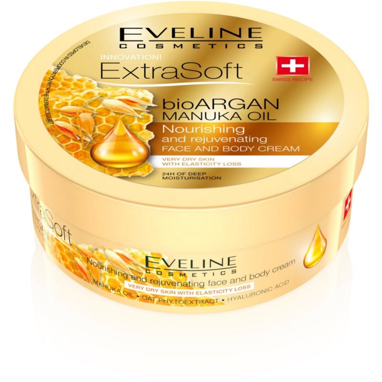 Eveline Extra Soft Oil BioARGAN Manuka kasvo- ja vartalovoide 175 ml