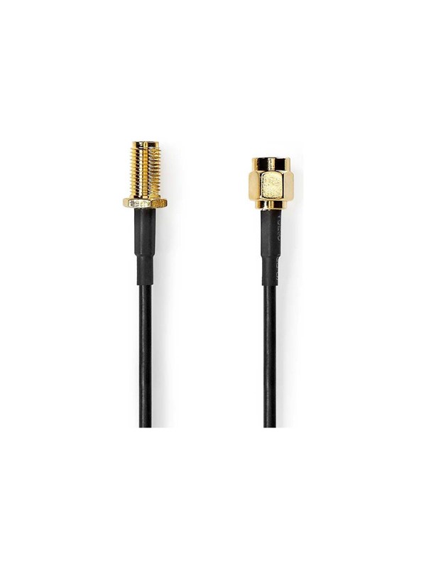 Nedis Antennikaapeli | SMA uros | SMA naaras | Kullattu | 50 Ohm | Yksinkertainen suojaus | 5.00 m | Pyöreä | PVC | Musta | Label