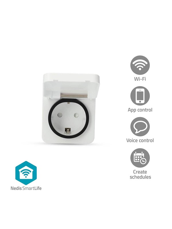 Nedis SmartLife Smart Plug Wi-Fi IP44 3680 W EU plug -25 - 55 °C Android™ / IOS Gray / White 1 pc.