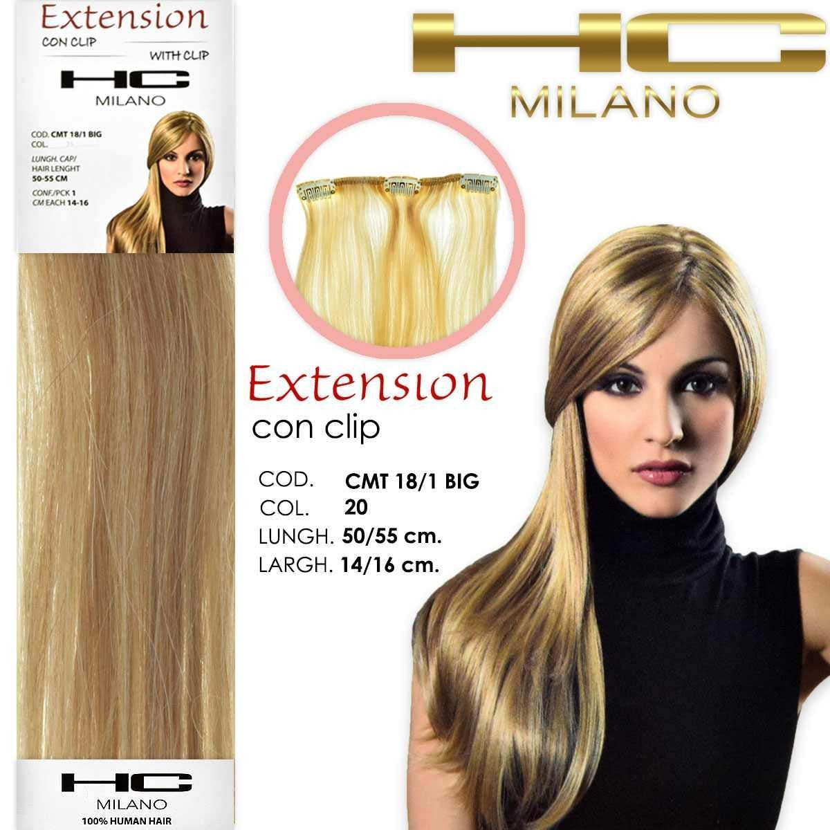 Hc milano jatko 3 remy klipsiä leveys 14-16cm pituus 50cm col.20 blonde ec 7.00