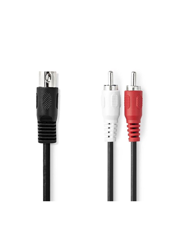 Nedis DIN Audiokaapeli | DIN 5-Pin uros | 2x RCA uros | Niklattu | 1.00 m | Pyöreä | PVC | Musta | Label