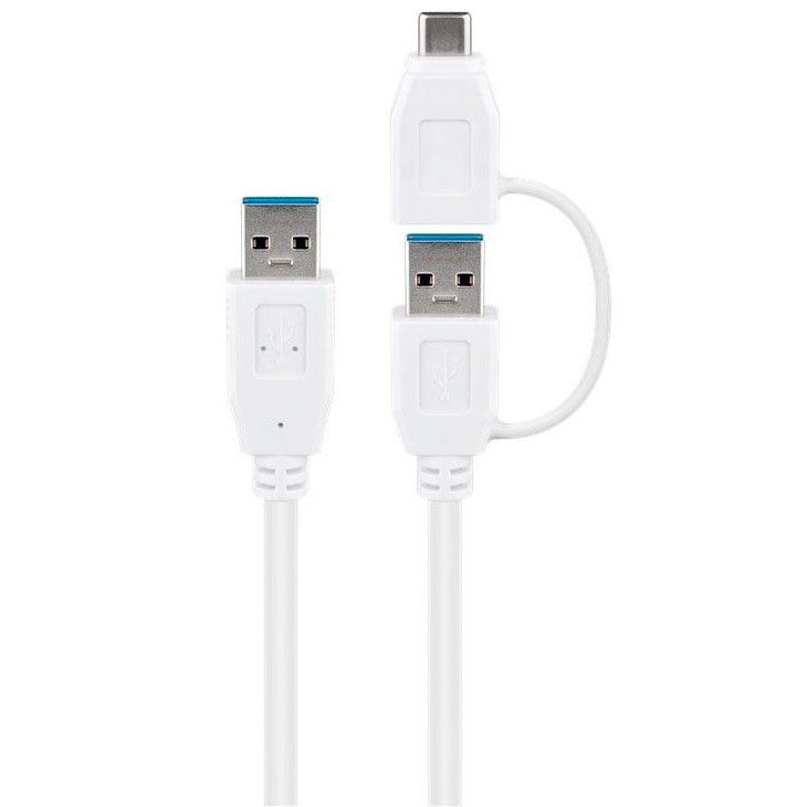 Goobay USB 3.0 -kaapeli USB-A USB-C-sovittimella - 0 5 metriä