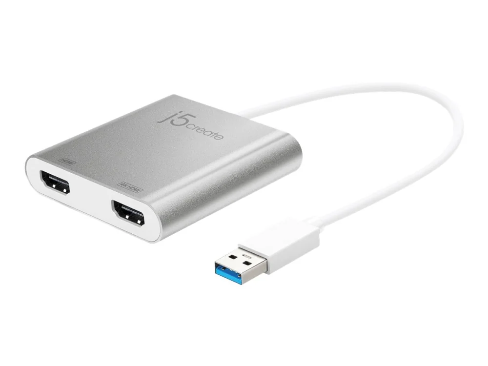 j5create JUA365-N USB™ 3.0 - Dual HDMI Multi-Monitor Adapter, 3.2 Gen 1 (3.1 Gen 1), USB A-tyyppi, HDMI-lähtö, 3840 x 2160 pikseliä