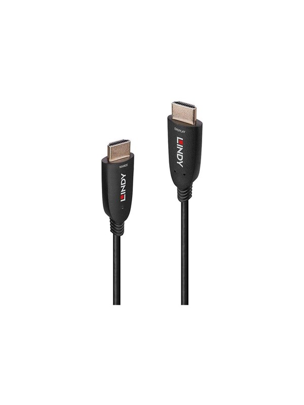 Lindy - HDMI-kaapeli - HDMI-uros HDMI-uros - 10,0 m - valokuitu - musta - tukee 8K 60 Hz (7680 x 4320), tukee 4K 120 Hz (3840 x 2160), hybridi (38510)