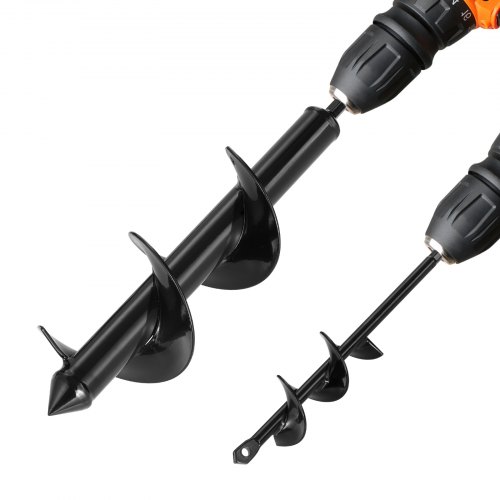 VEVOR Auger Drill Bit for Planting Set of 2, 40 x 220 mm & 80 x 300 mm, Spiral Drill Bit for 3/8" Hex Drive Drills, Heavy Duty Bulb Planter Tool, Hole Drilling Attachments for Digger