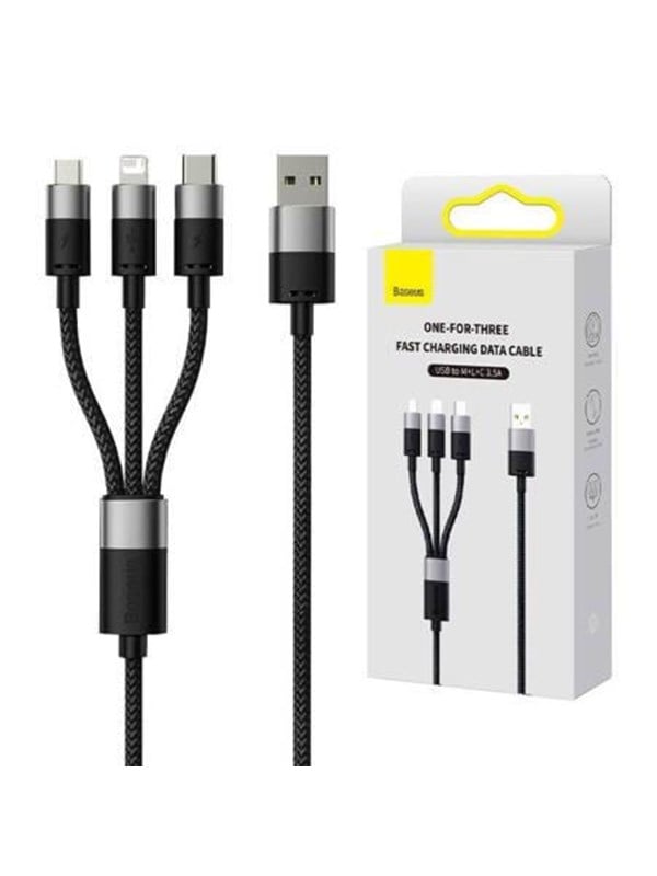 Baseus 3in1 USB cable StarSpeed Series USB-C + Micro + Lightning 3.5A 1.2m (Black)