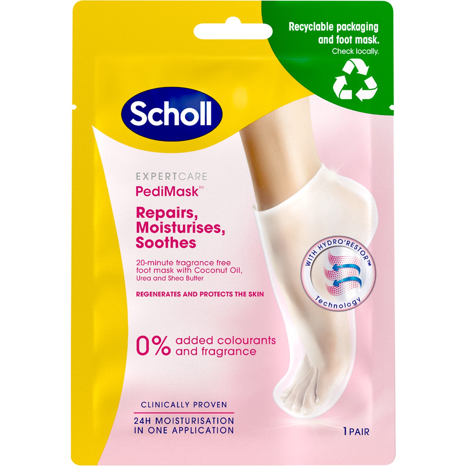 Scholl PediMask Hajusteeton jalkanaamio 1 pari