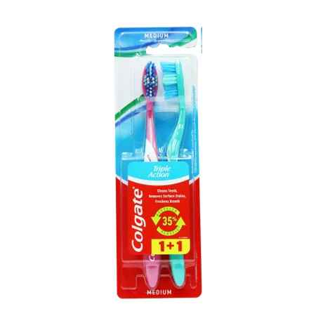 Colgate Triple Action Twin Medium Hammasharja - 2 kpl