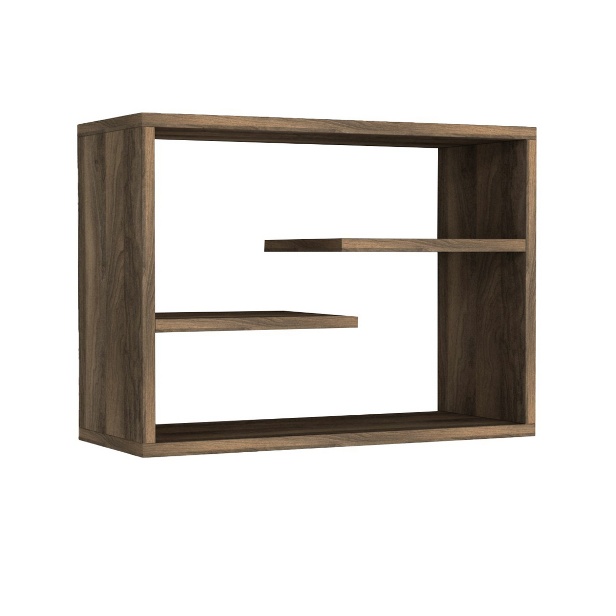 Norda Design moderni pähkinänvärinen seinähylly, 60 cm x 44 cm x 19,5 cm | 100 % melamiinipinnoitettu, 18 mm paksu | tyylikäs säilytysratkaisu