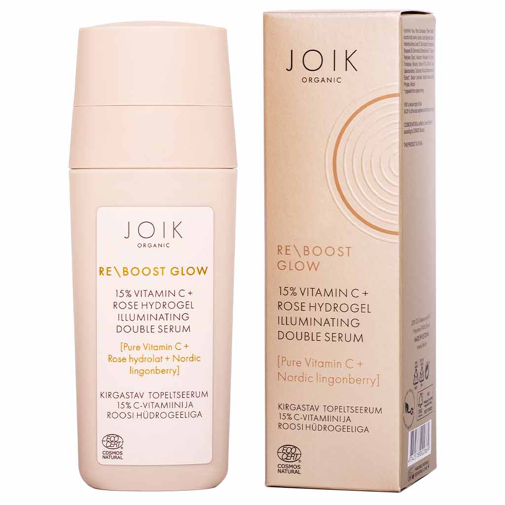 JOIK Organic Re-Boost Glow 15% C-Vitamin & Rose Hydrogel Illuminating Double Serum Kasvoseerumi 30ml