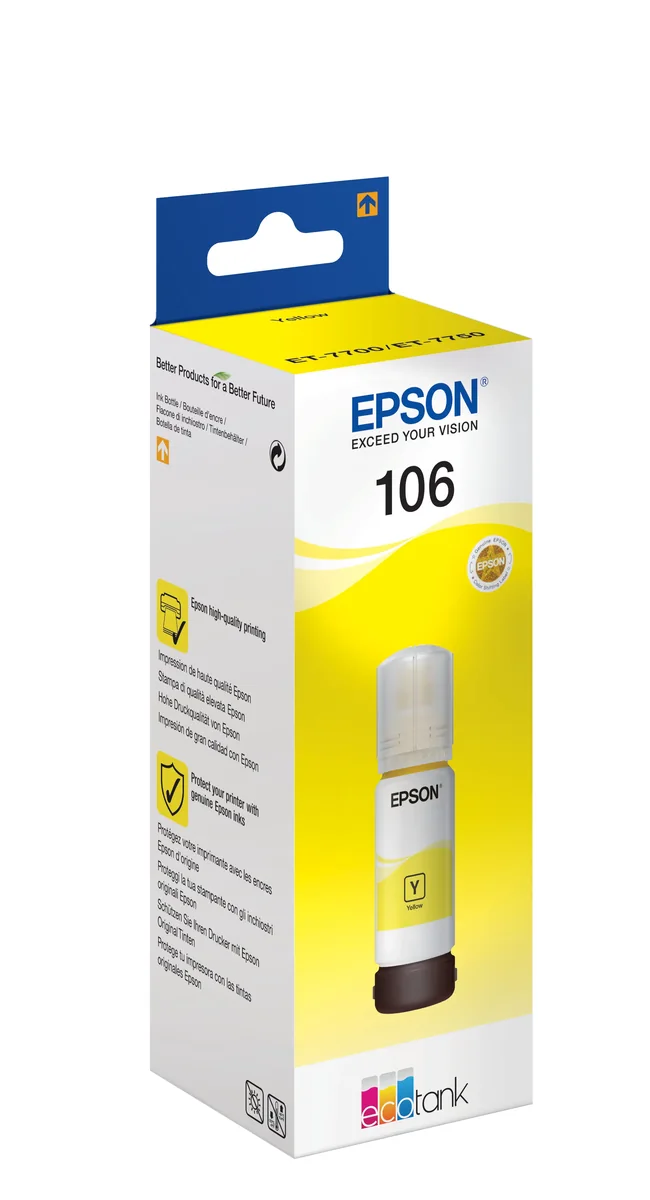 Epson 106 EcoTank-mustepullo, 70 ml, keltainen