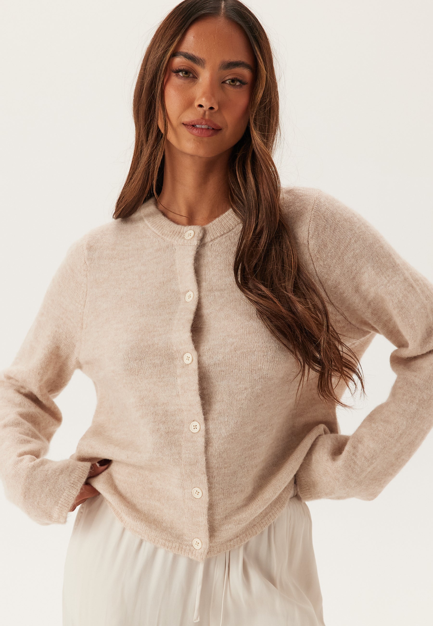 SELECTED Neuletakki 'SLFLulu' meleerattu beige