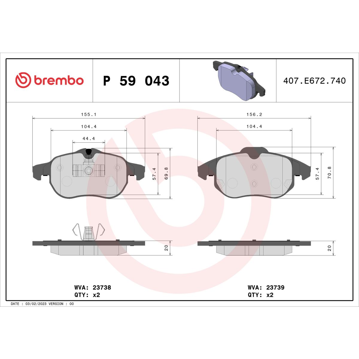 Jarrupalat, levyjarru BREMBO P 59 043X
