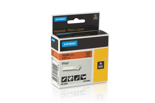 DYMO RhinoPRO merkkausteippi vinyyli, 12 mm, oranssi teippi/musta 5,5m