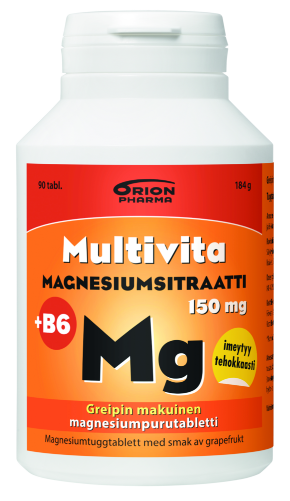Multivita Magnesiumsitraatti+B6 greippi 150mg 90 purutabl