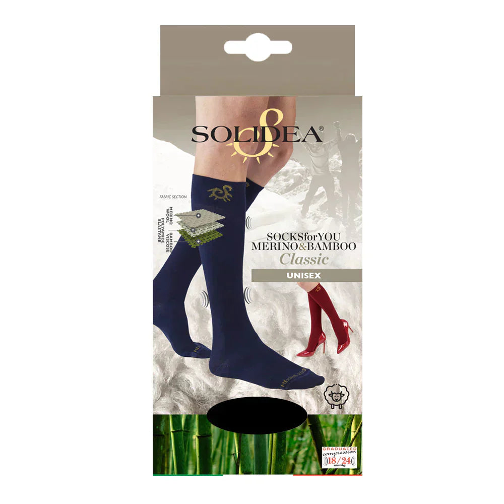 Solidea Sukat For You Merino Bamboo Classic polvipituiset 18 24 mmHg Bordeaux 4XL