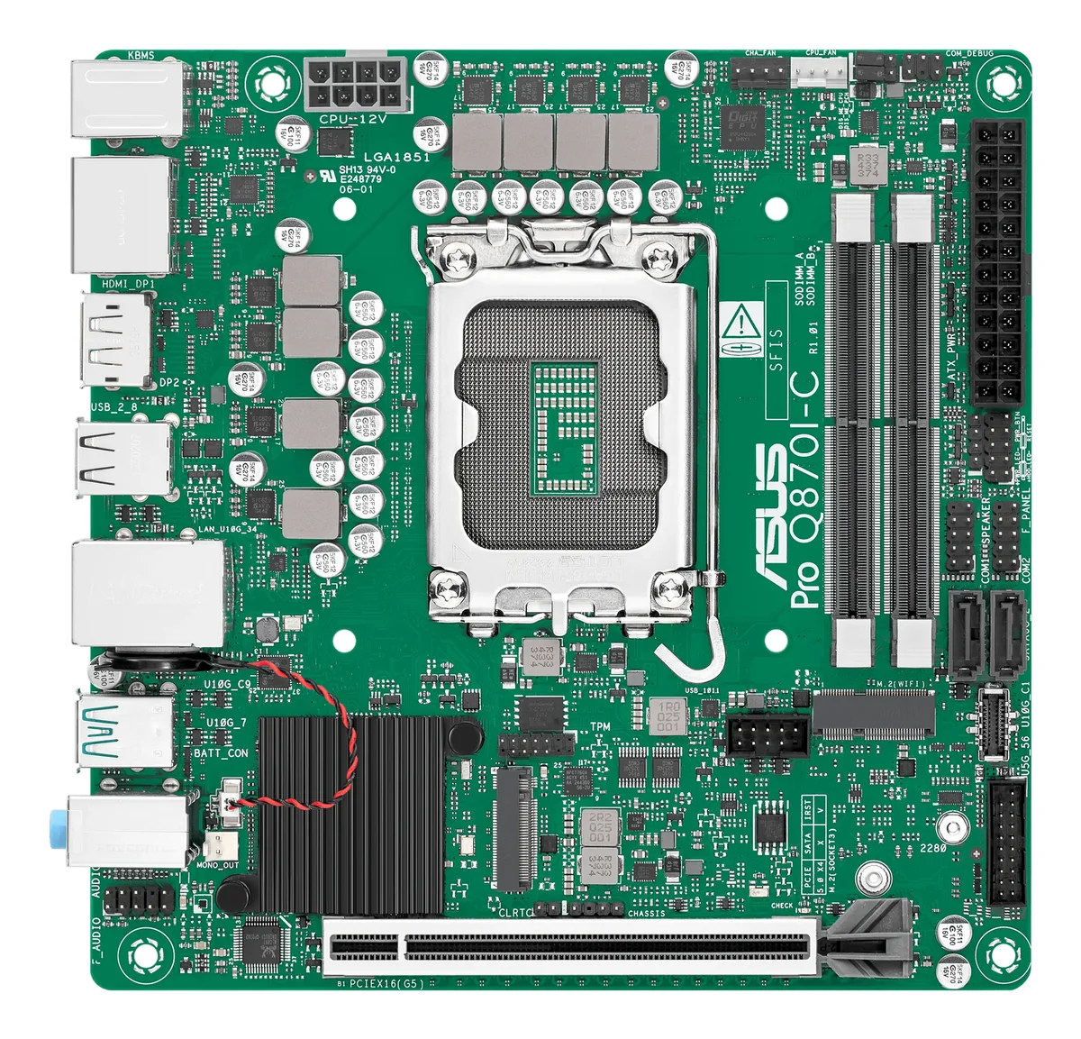 ASUS PRO Q870I-C-CSM, Intel, LGA 1851 (Socket V1), Intel Core Ultra (Series 2), DDR5-SDRAM, 128 GB, SO-DIMM