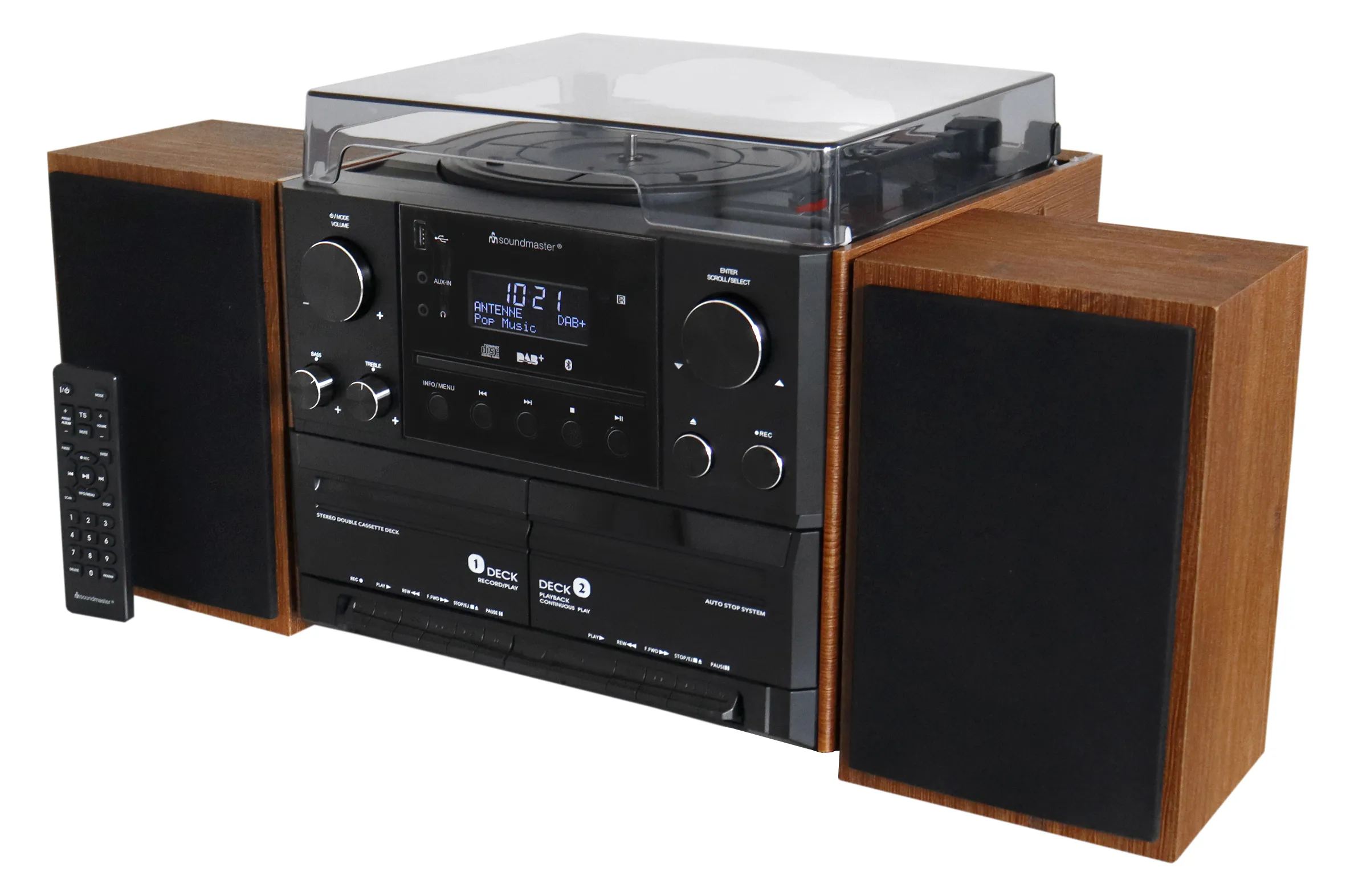 Soundmaster Stereo music centre MCD5600 with DAB+/FM radio, CD/MP3, turntable, double cassette, USB, Bluetooth