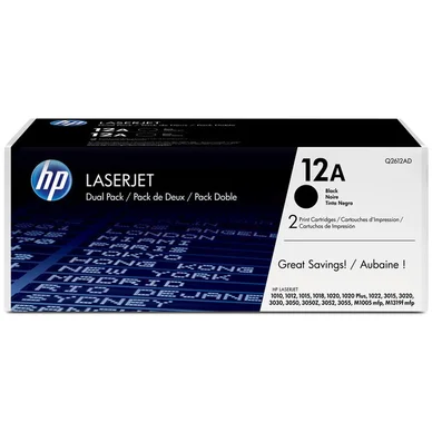 HP 12A Q2612AD -laservärikasetti, musta, 2 kpl