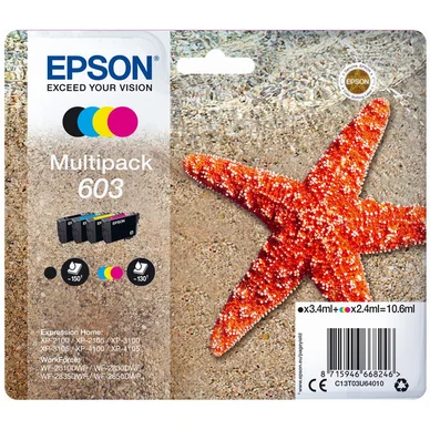 Epson Multipack 4-colours 603 Ink, Perusvärintuotto, Musta, Syaani, Magenta, Keltainen, 3,4 ml, 2,4 ml, 1 kpl, 150 sivua