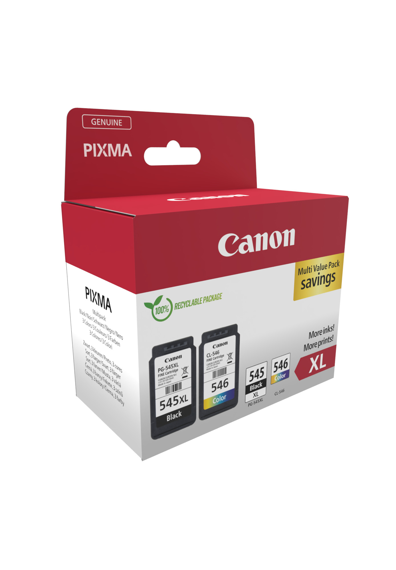 Canon PG-545XL & CL-546XL -mustekasettipakkaus, musta, väri, 2 kpl