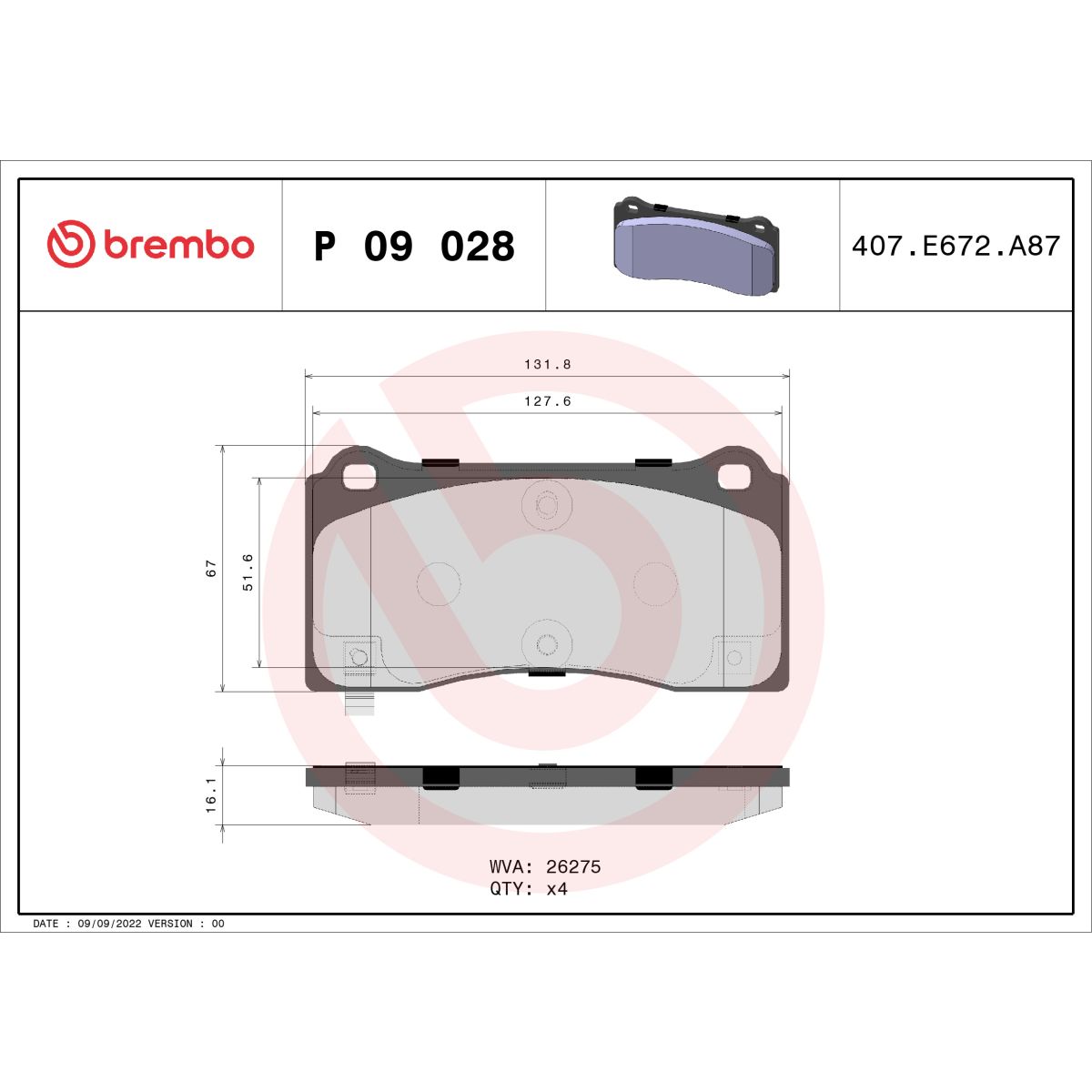 Jarrupalat, levyjarru BREMBO P 09 028