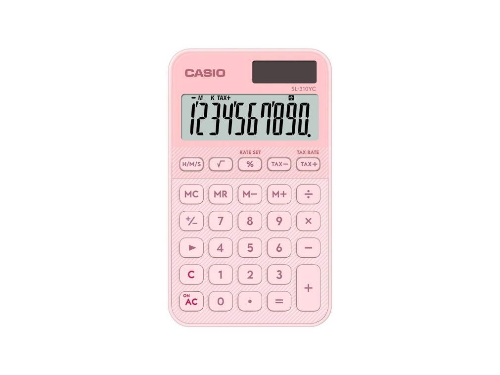Casio SL-310YC Taskulaskin, 10 numeroa, Vaaleanpunainen, Paristo/Aurinkokenno