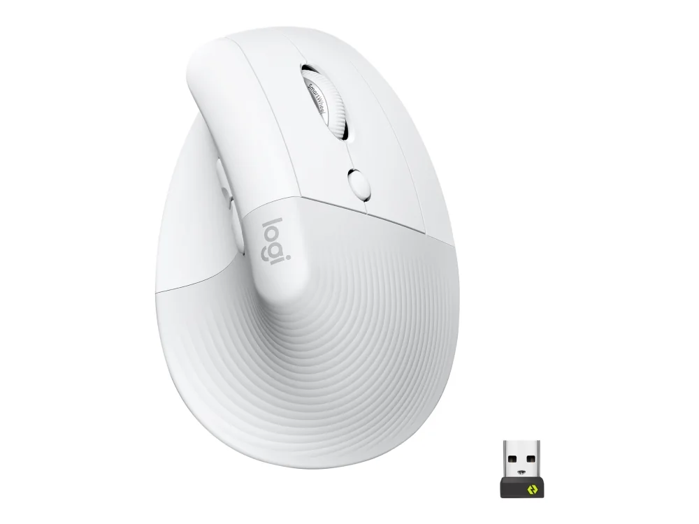 Logitech Lift for Business, Oikeakätinen, Vaakasuuntainen muotoilu, Optinen, RF Wireless + Bluetooth, 4000 DPI, Valkoinen